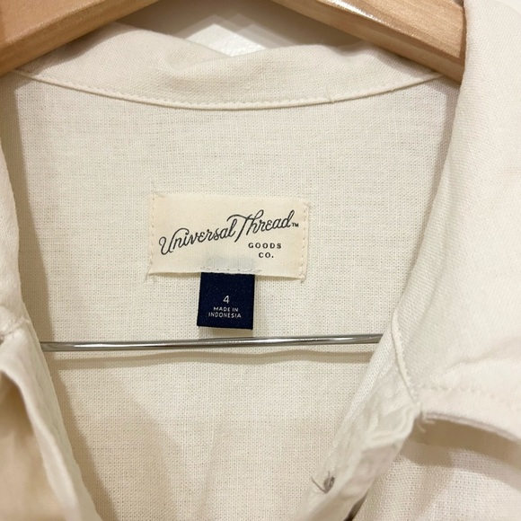 Universal Thread Women's Short Sleeve Linen Boilersuit Casual Jumpsuit Cream 4 - Picture 6 of 13